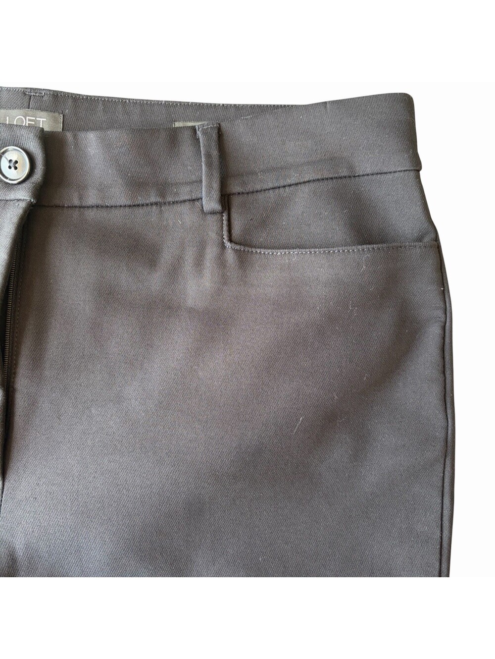 LOFT Women’s Black Flat Front Solid Dress Pants Skinny Leg Stretch Pockets - Picture 4 of 8